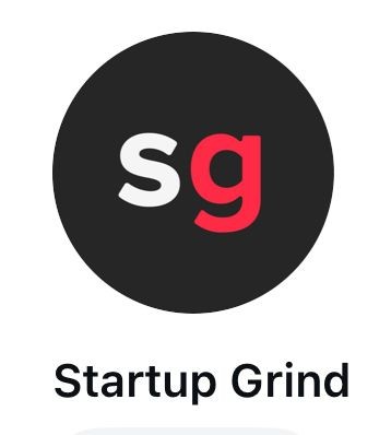 Logo with 'sg' letters in black circle above text 'Startup Grind'.